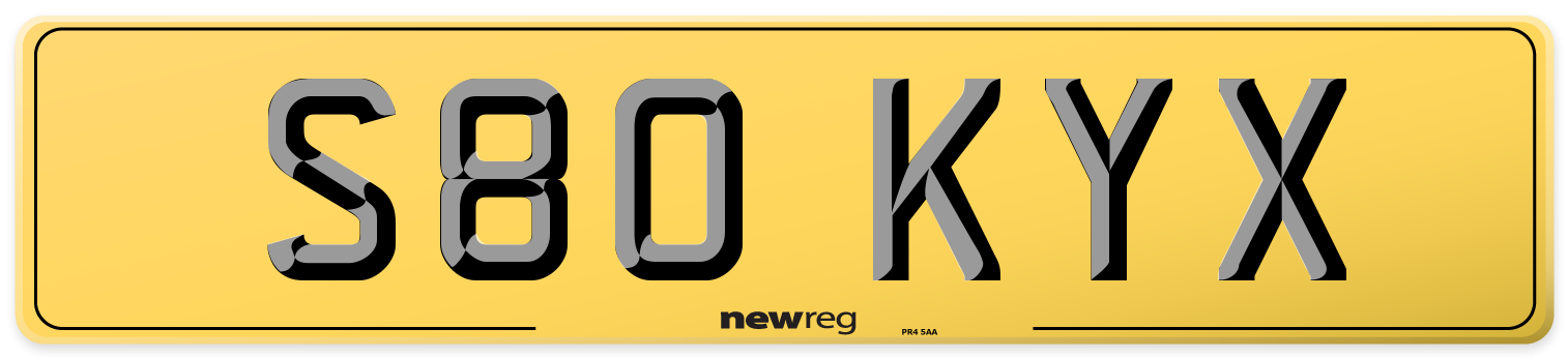 S80 KYX Rear Number Plate