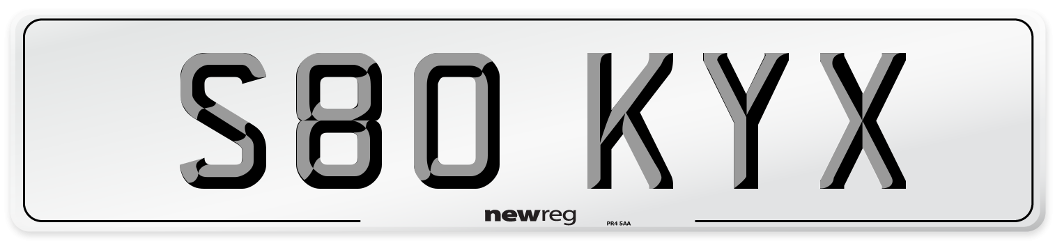 S80 KYX Front Number Plate