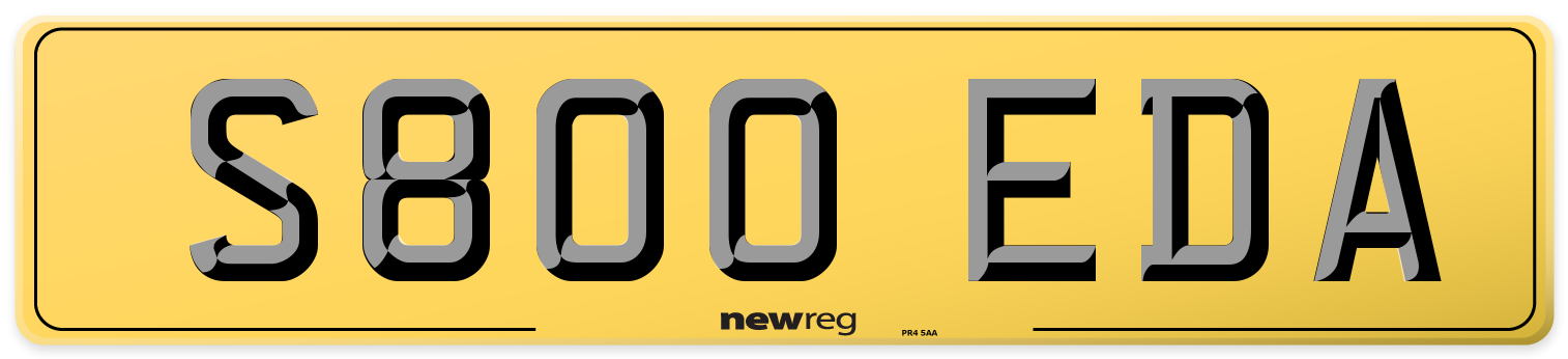 S800 EDA Rear Number Plate