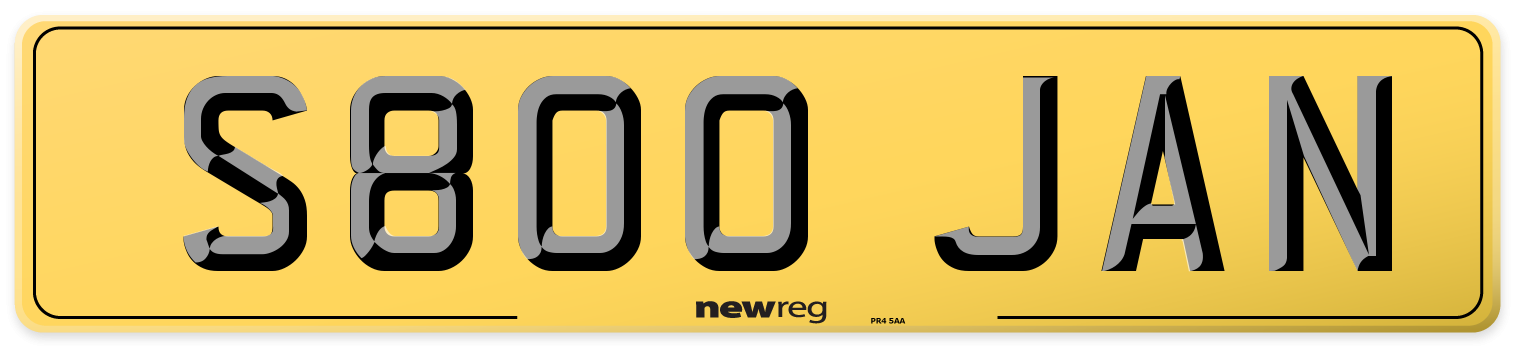 S800 JAN Rear Number Plate