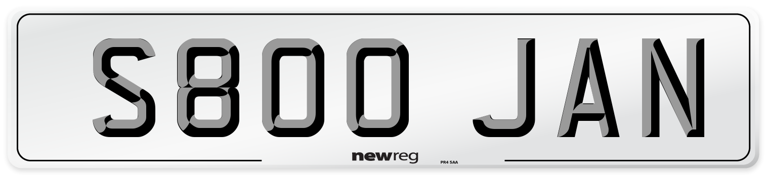 S800 JAN Front Number Plate