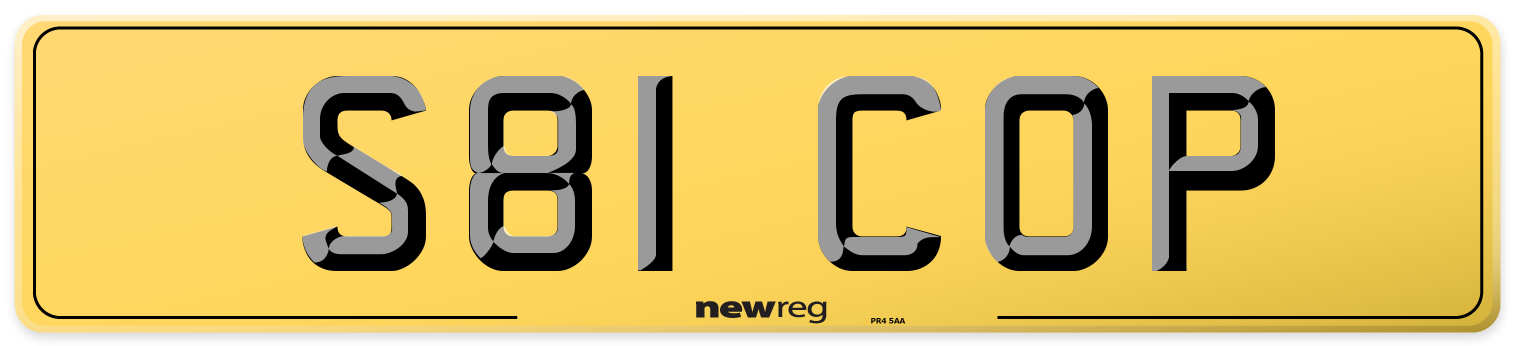 S81 COP Rear Number Plate