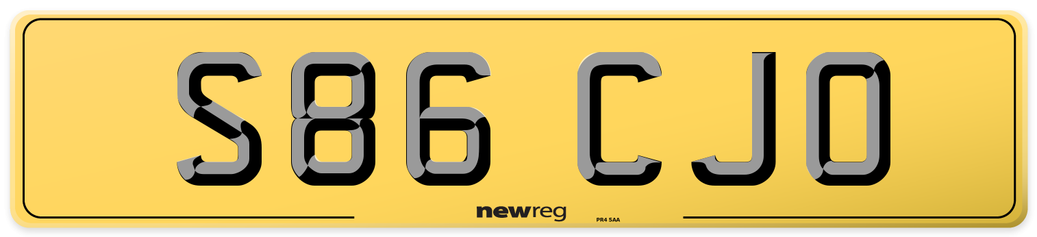 S86 CJO Rear Number Plate