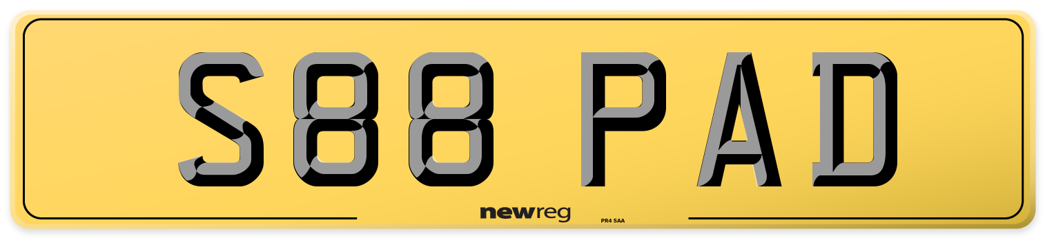S88 PAD Rear Number Plate