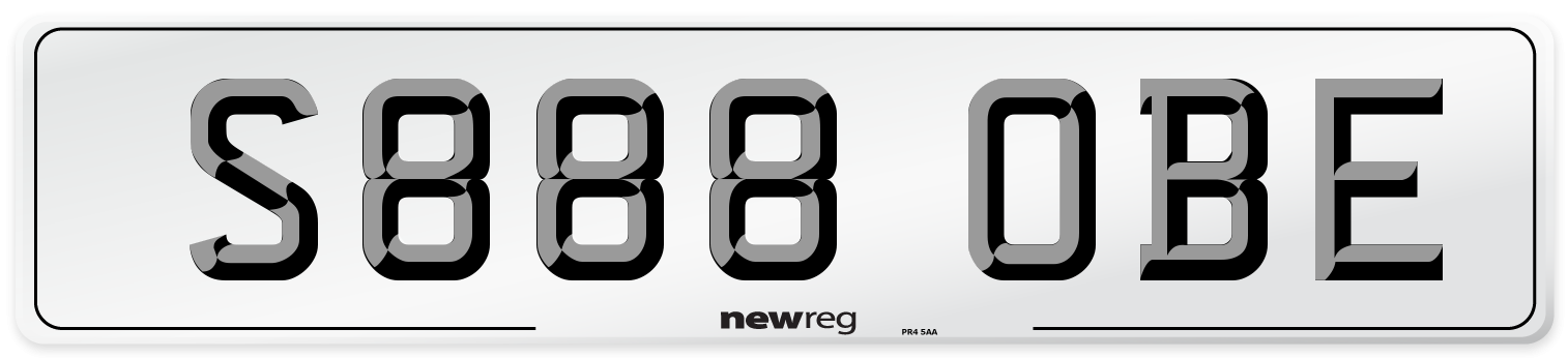 S888 OBE Front Number Plate