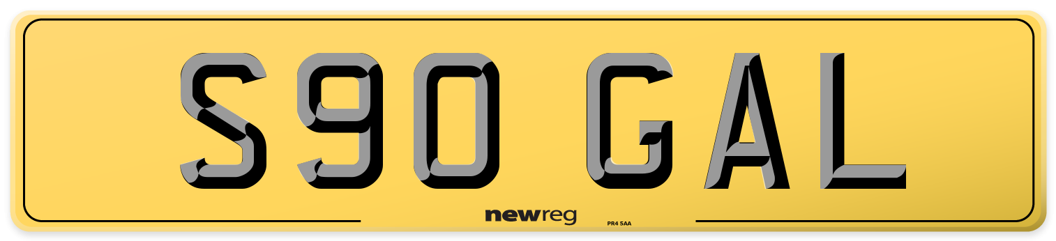 S90 GAL Rear Number Plate