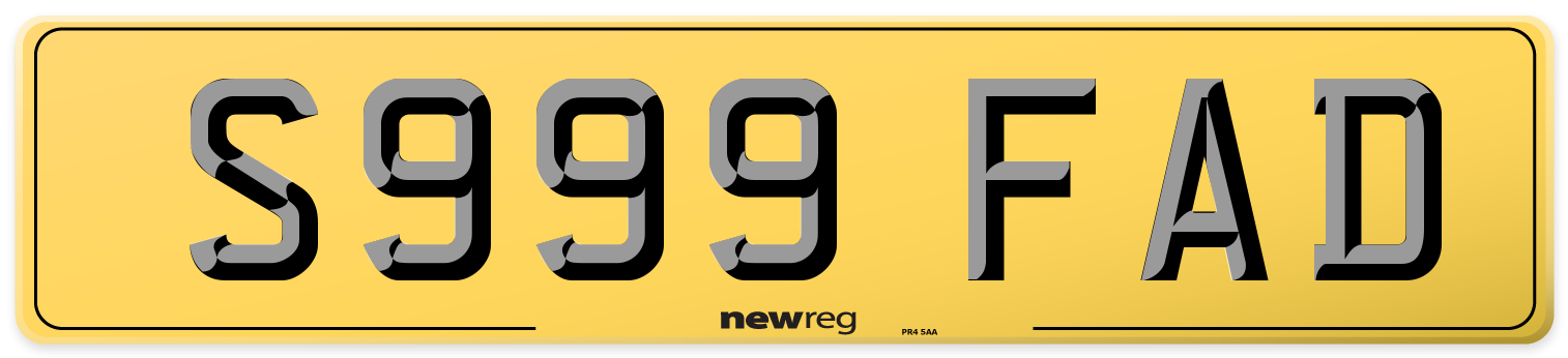 S999 FAD Rear Number Plate