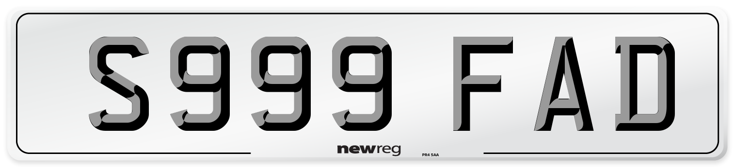 S999 FAD Front Number Plate