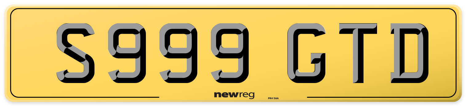 S999 GTD Rear Number Plate