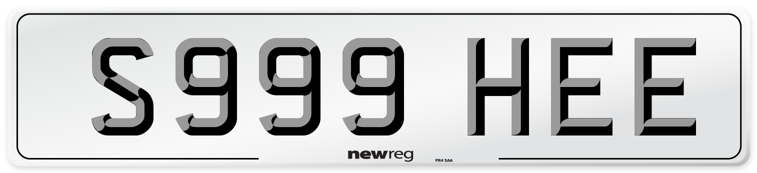 S999 HEE Front Number Plate