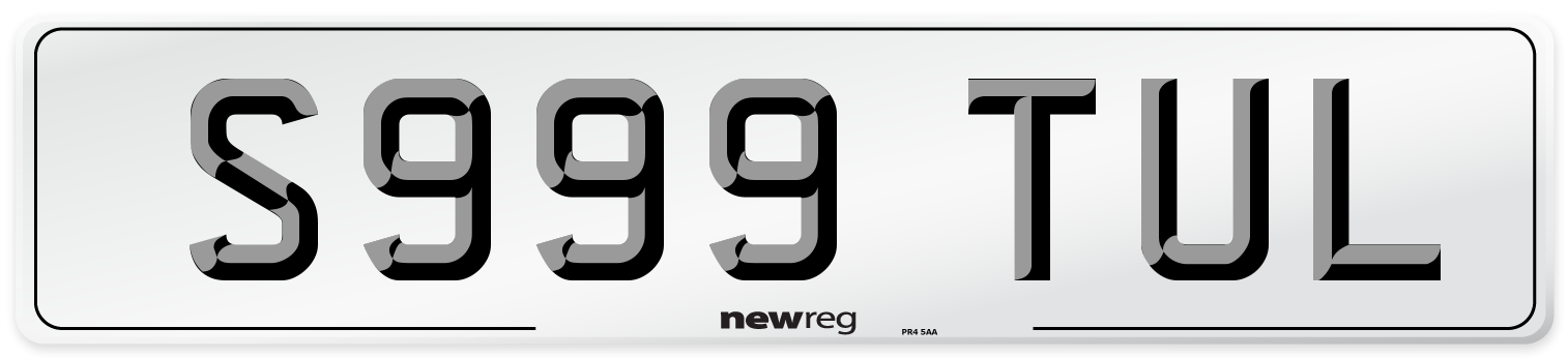 S999 TUL Front Number Plate