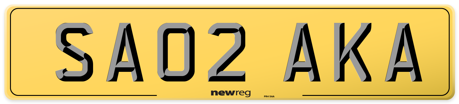 SA02 AKA Rear Number Plate
