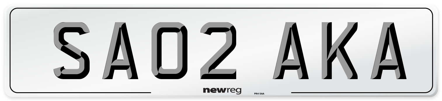 SA02 AKA Front Number Plate