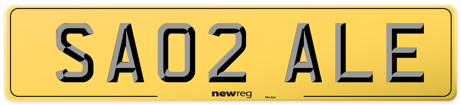 SA02 ALE Rear Number Plate