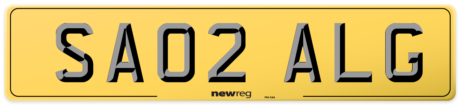 SA02 ALG Rear Number Plate