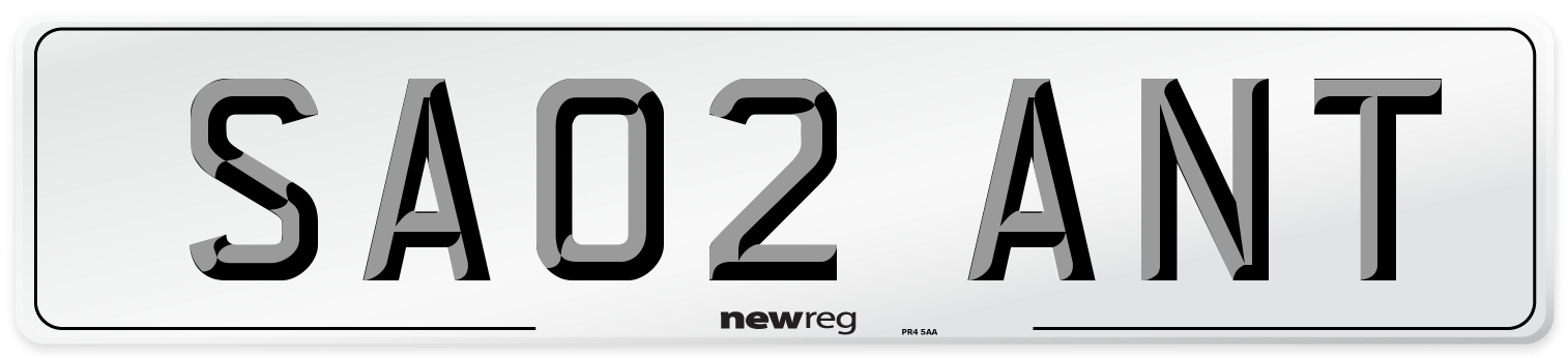 SA02 ANT Front Number Plate