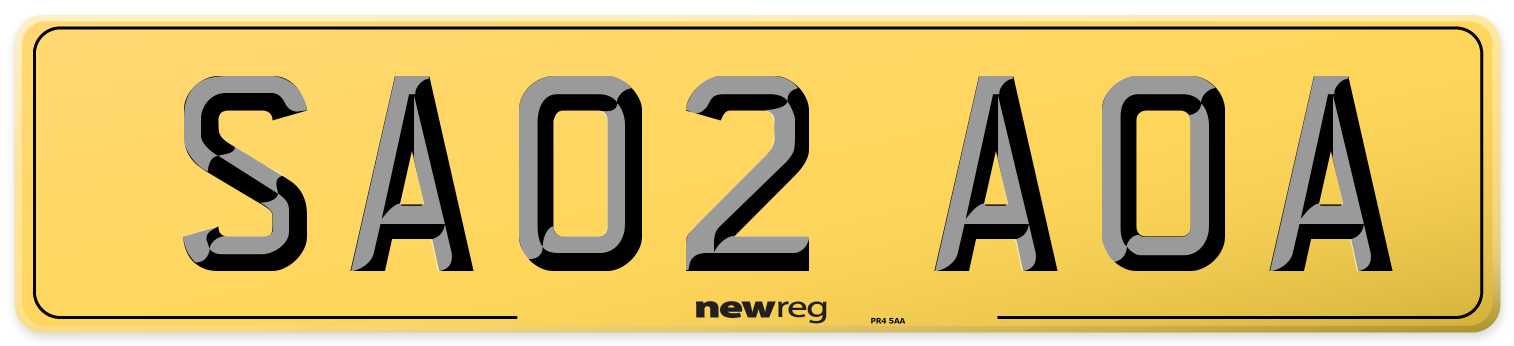SA02 AOA Rear Number Plate