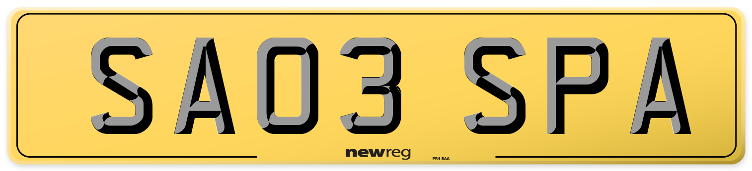 SA03 SPA Rear Number Plate