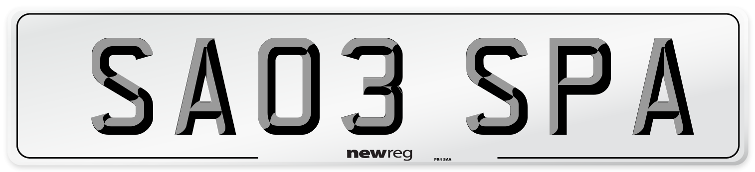 SA03 SPA Front Number Plate