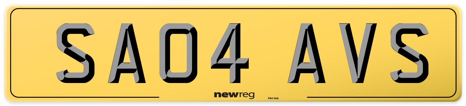 SA04 AVS Rear Number Plate