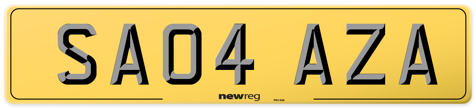 SA04 AZA Rear Number Plate