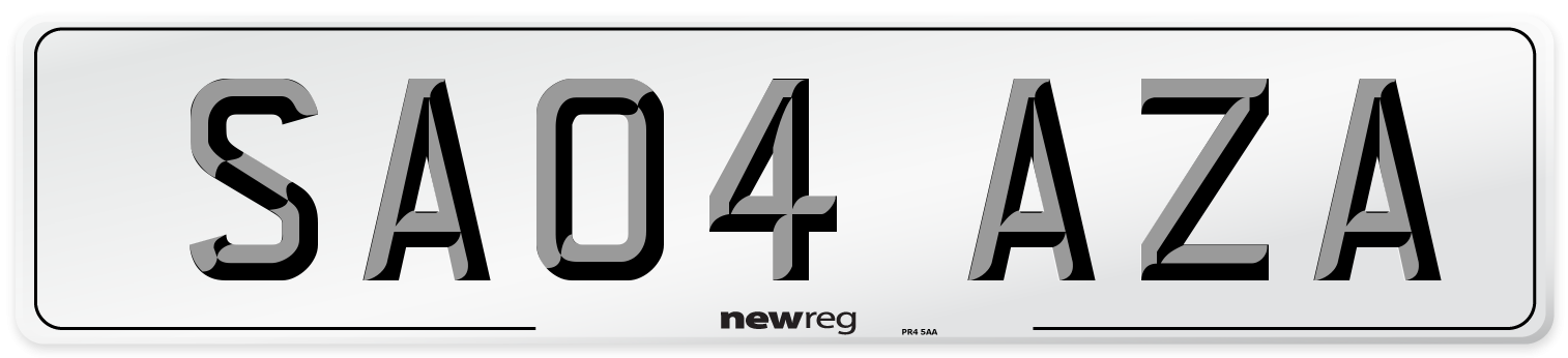 SA04 AZA Front Number Plate