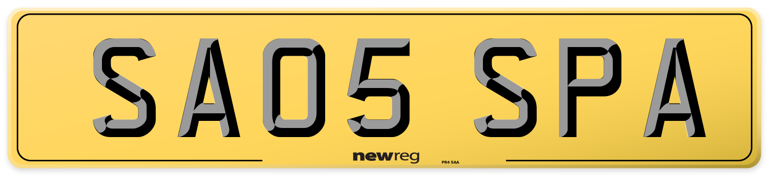SA05 SPA Rear Number Plate