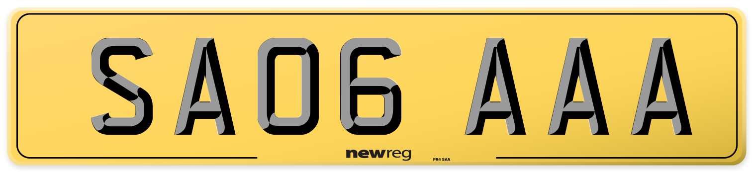 SA06 AAA Rear Number Plate
