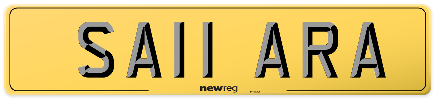SA11 ARA Rear Number Plate