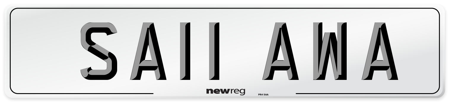SA11 AWA Front Number Plate