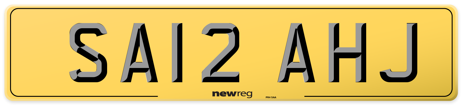 SA12 AHJ Rear Number Plate