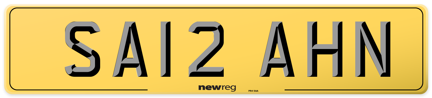 SA12 AHN Rear Number Plate
