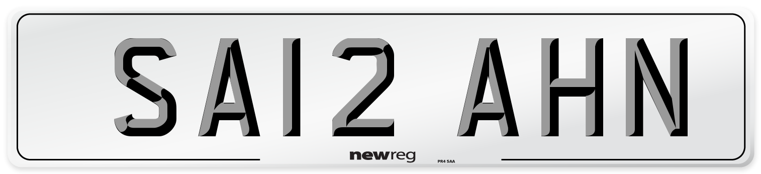 SA12 AHN Front Number Plate