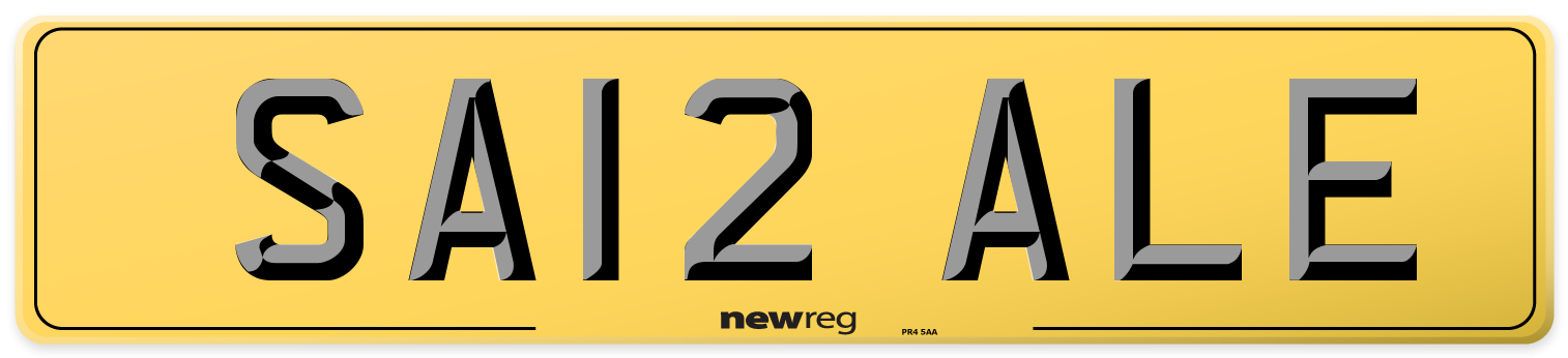 SA12 ALE Rear Number Plate