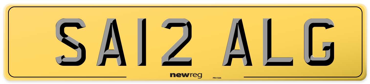 SA12 ALG Rear Number Plate
