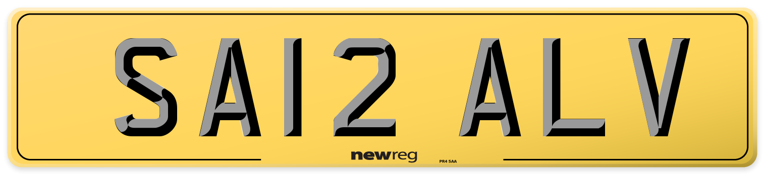 SA12 ALV Rear Number Plate