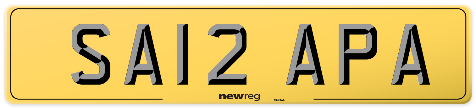SA12 APA Rear Number Plate
