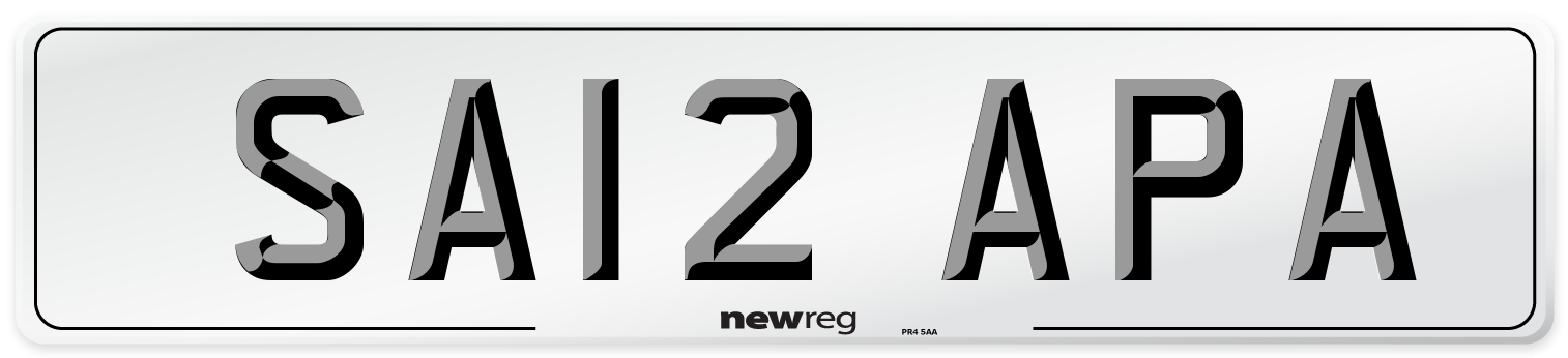 SA12 APA Front Number Plate