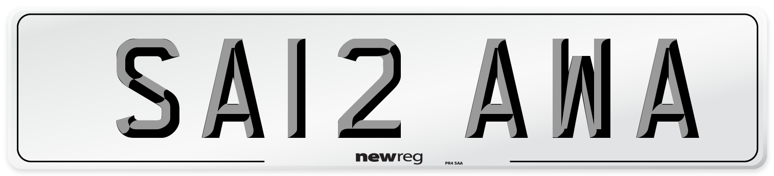 SA12 AWA Front Number Plate