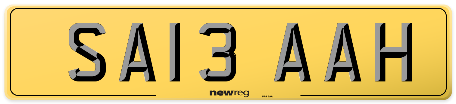 SA13 AAH Rear Number Plate