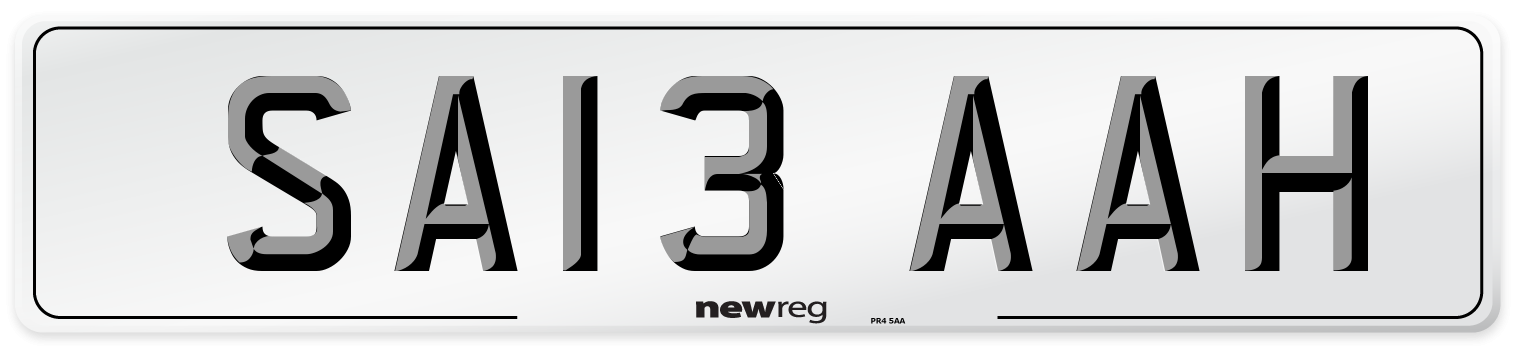 SA13 AAH Front Number Plate