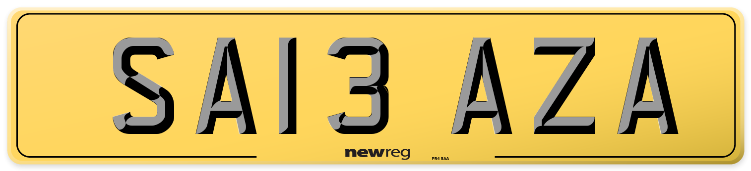 SA13 AZA Rear Number Plate