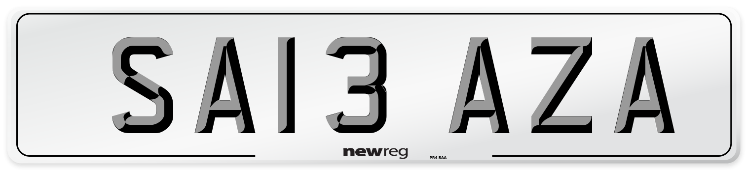 SA13 AZA Front Number Plate
