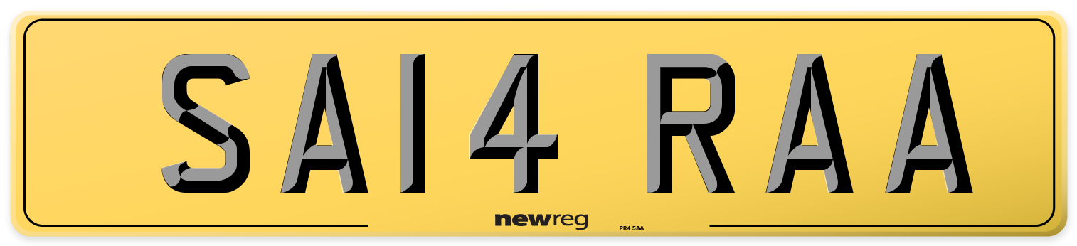 SA14 RAA Rear Number Plate
