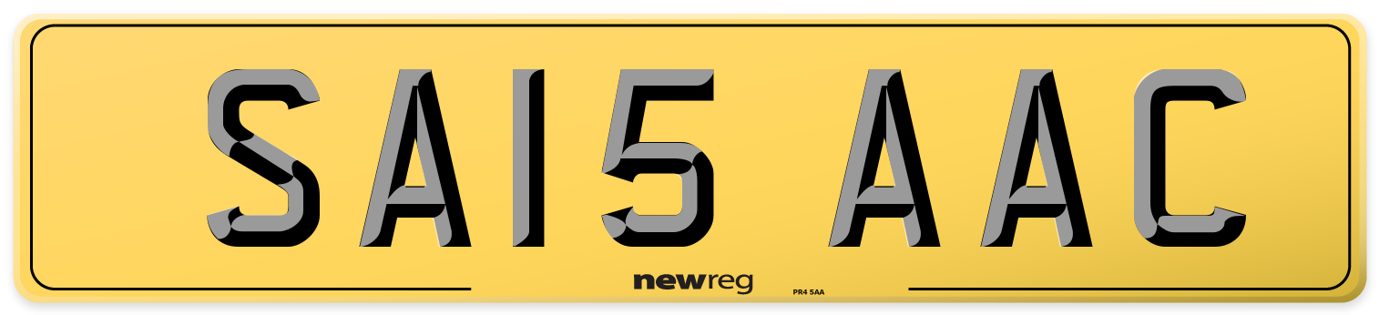 SA15 AAC Rear Number Plate