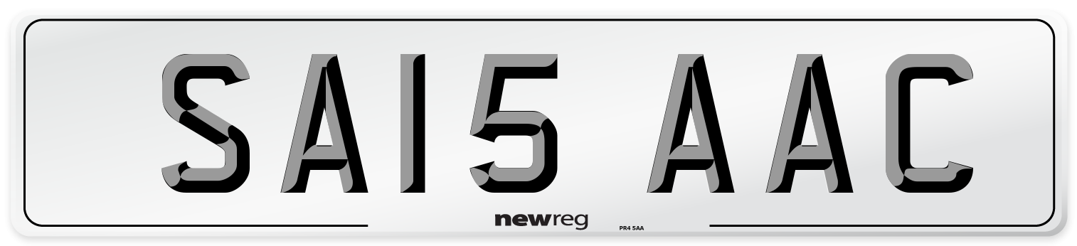 SA15 AAC Front Number Plate