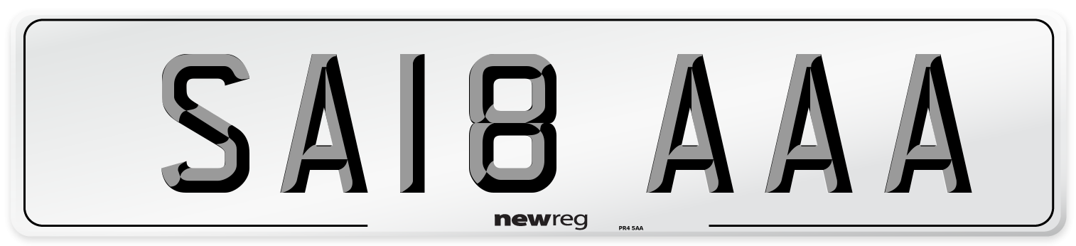 SA18 AAA Front Number Plate