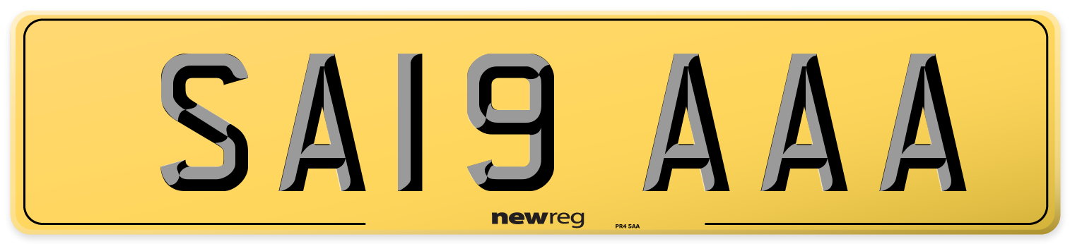 SA19 AAA Rear Number Plate