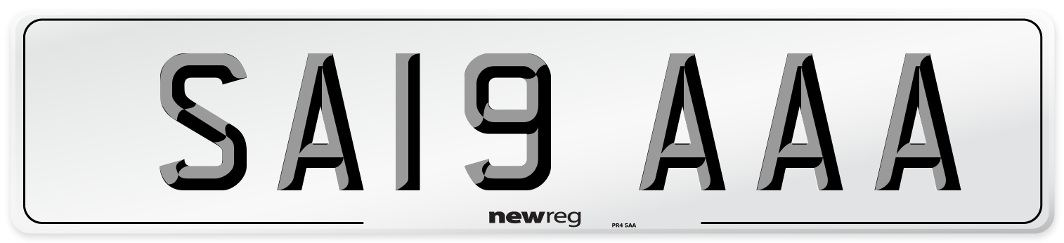 SA19 AAA Front Number Plate