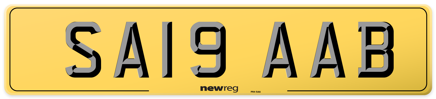 SA19 AAB Rear Number Plate